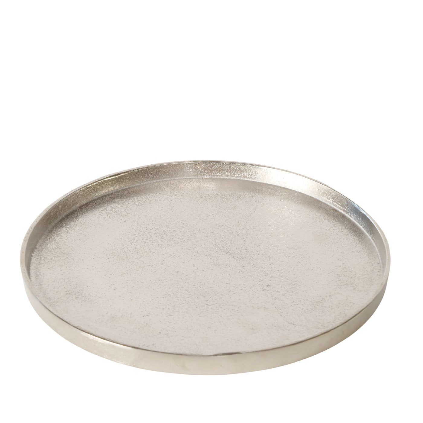 Rundes Deko-Tablett Valomi im Duo in Silber