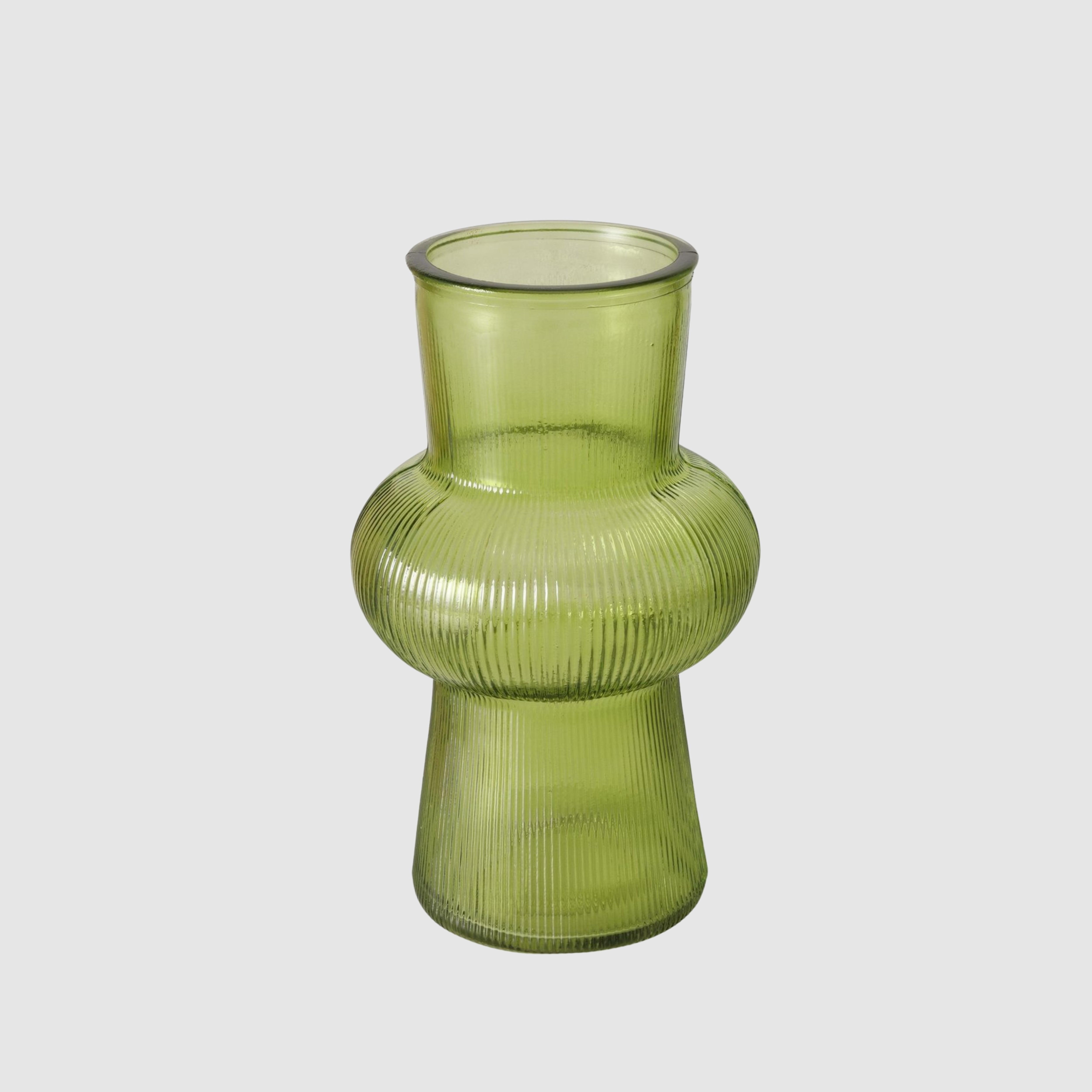 Glas-Vase Norana mit geriffelter Oberfläche in Hellgrün
