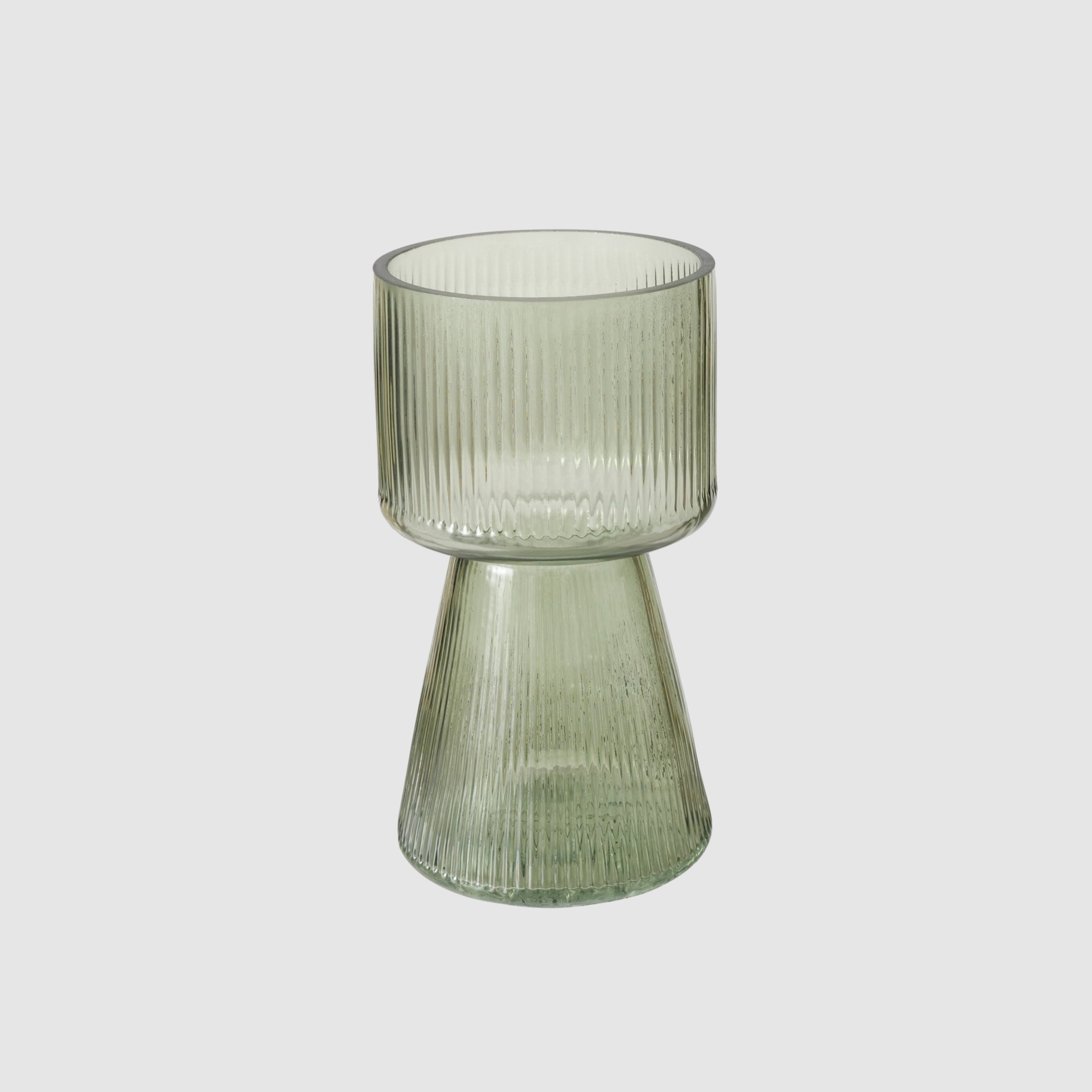 Glas-Vase Imano mit geriffelter Oberfläche in Grün