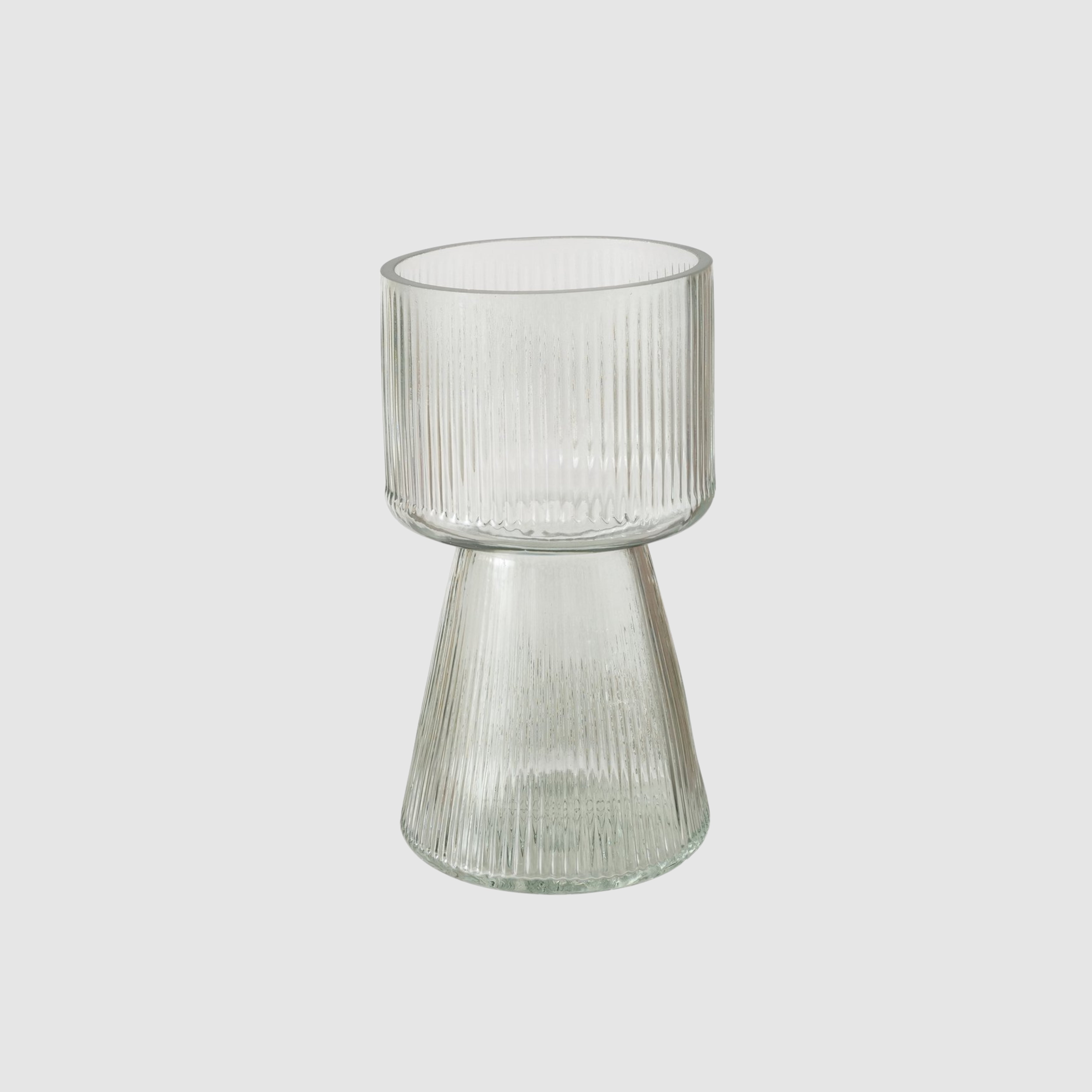 Glas-Vase Imano mit geriffelter Oberfläche in Transparent