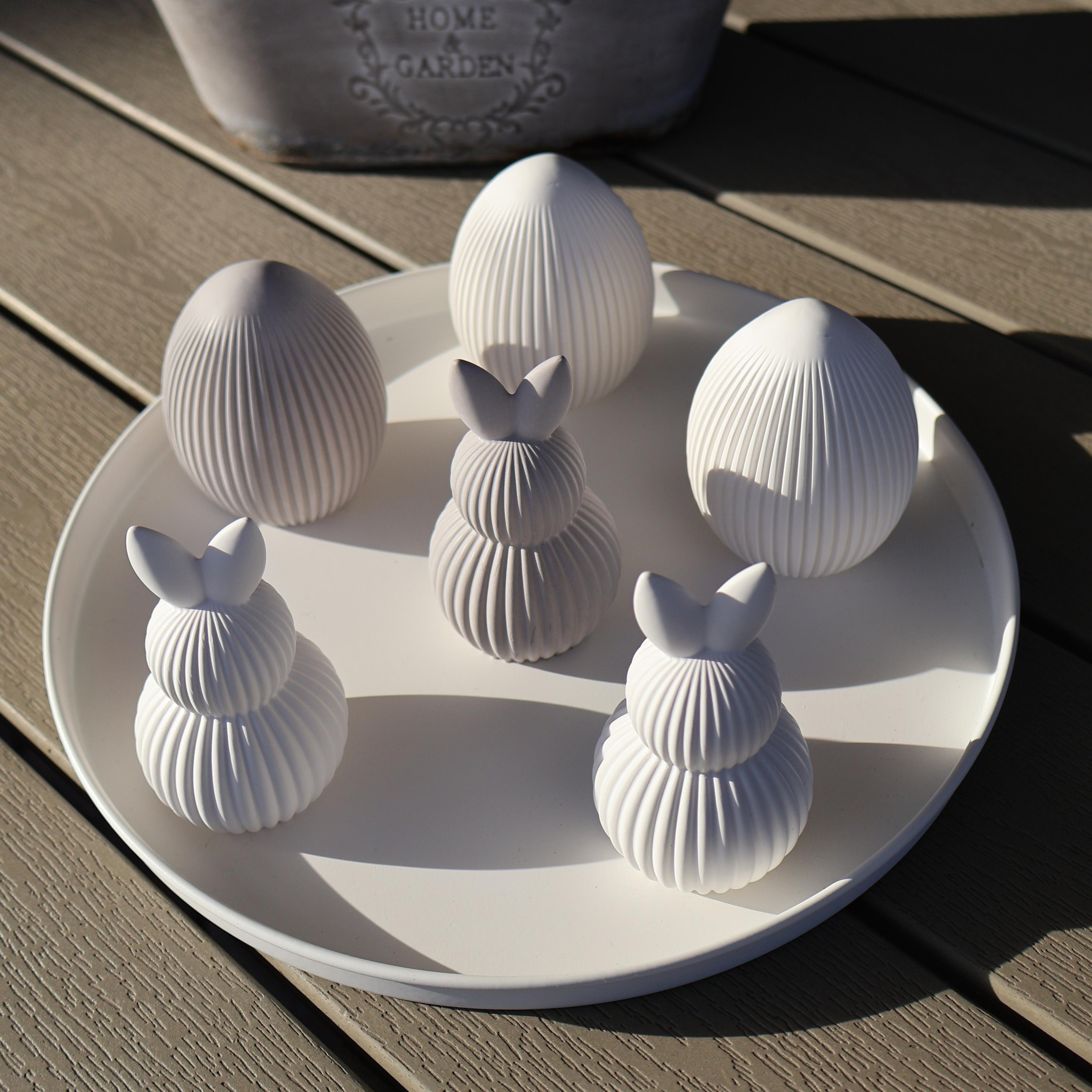 Hase & Ei Set mit Rillen in Grau