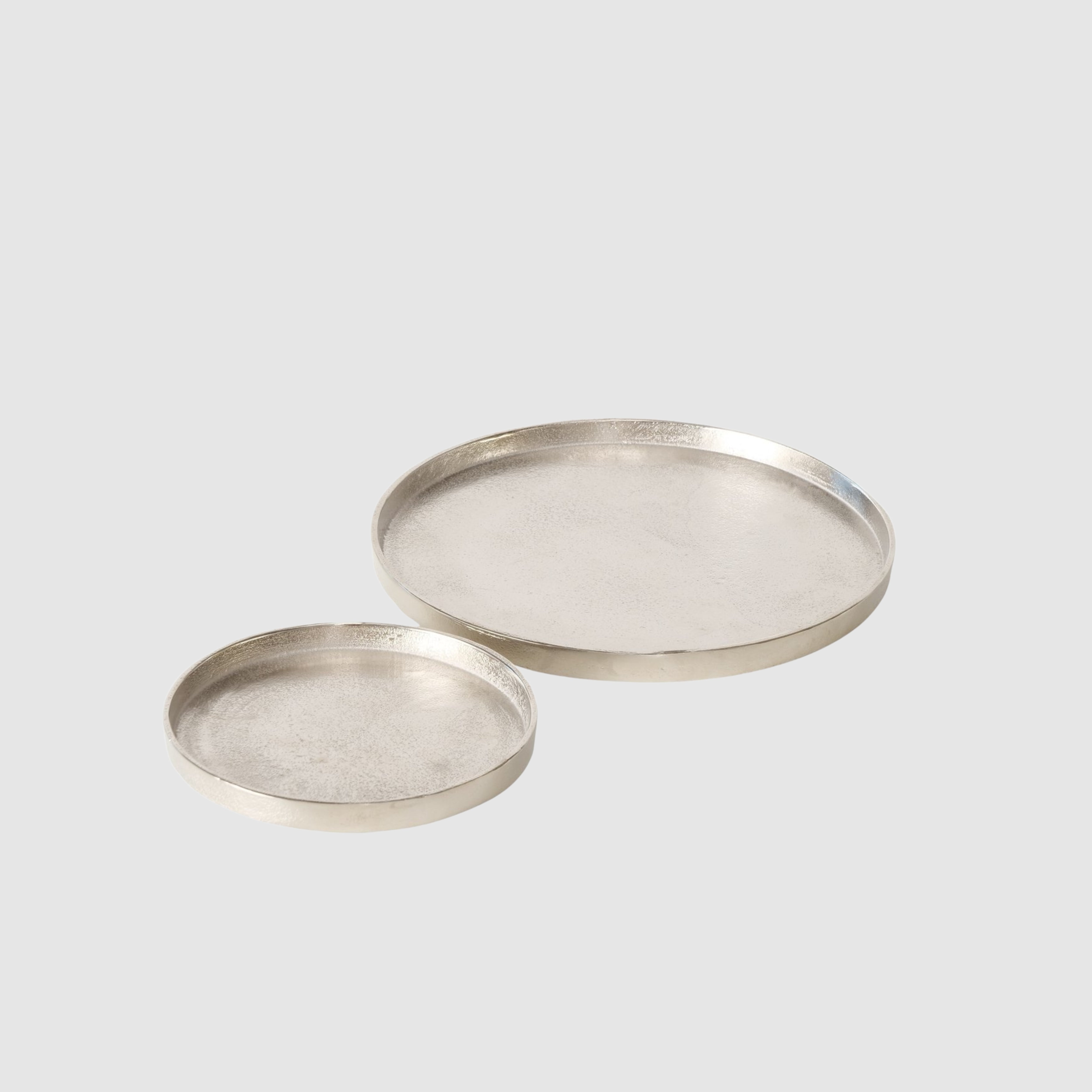Rundes Deko-Tablett Valomi im Duo in Silber