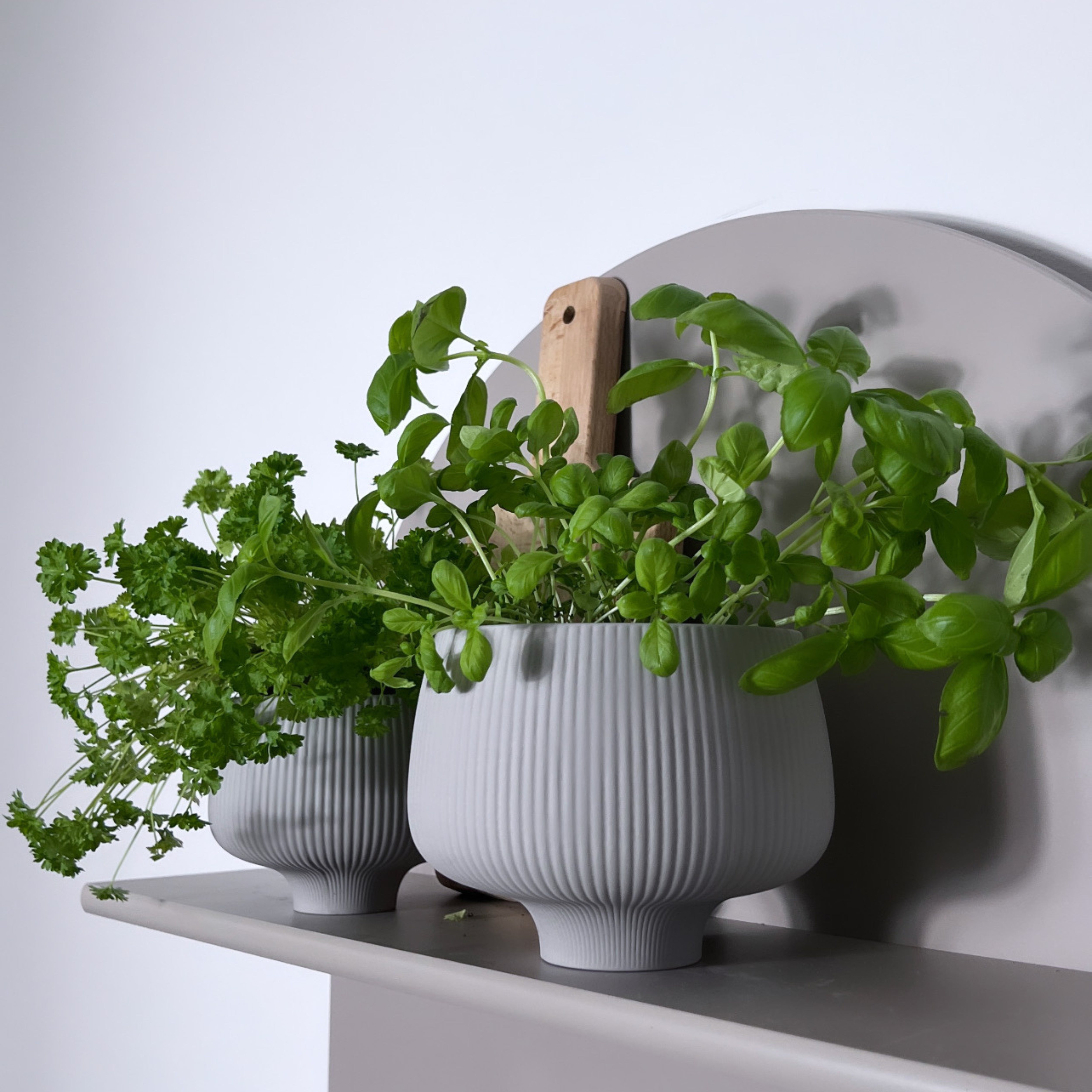 Keramik Blumentopf Bloom in Grau - H 12cm