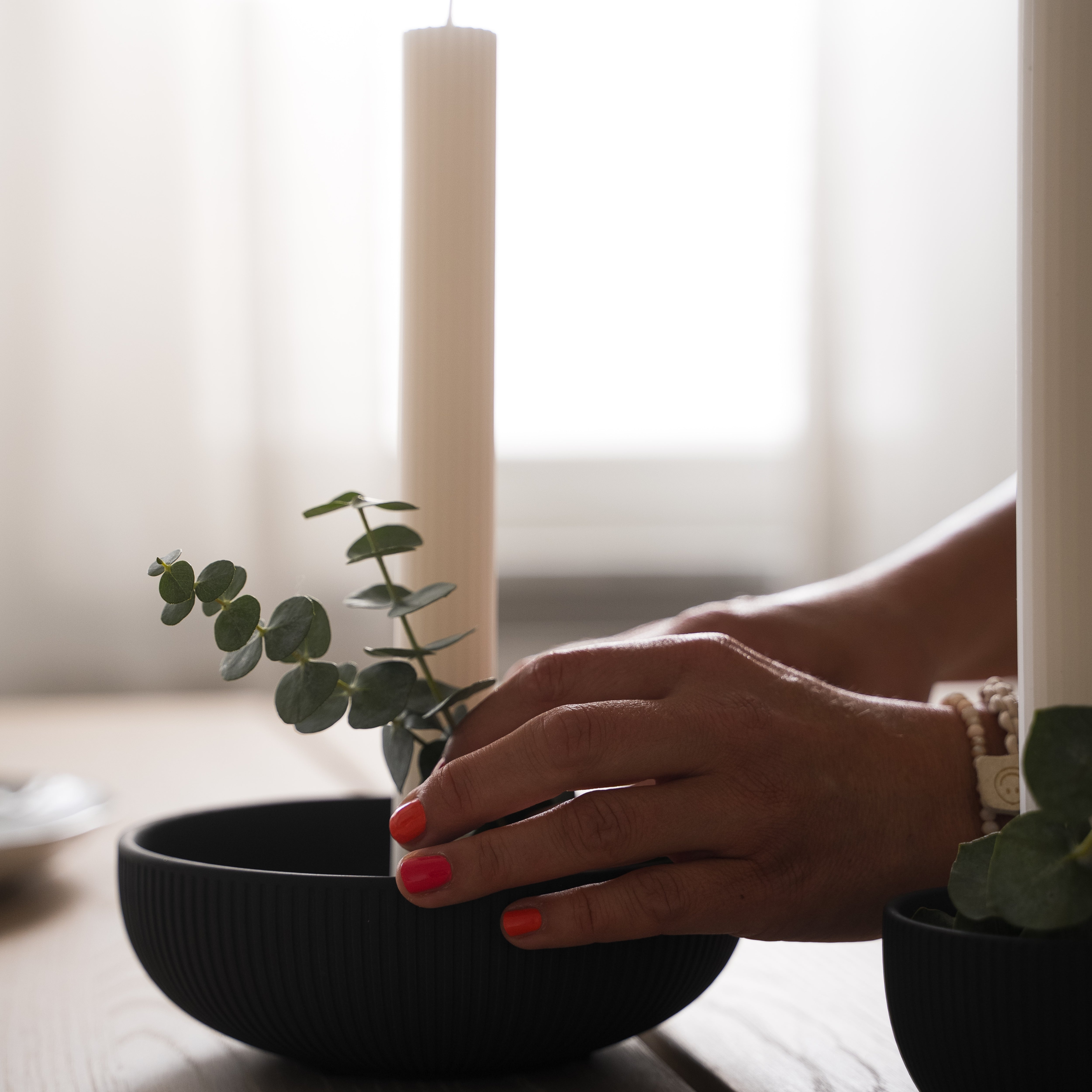 Keramik Kerzenhalter in Grau - Ø 17cm