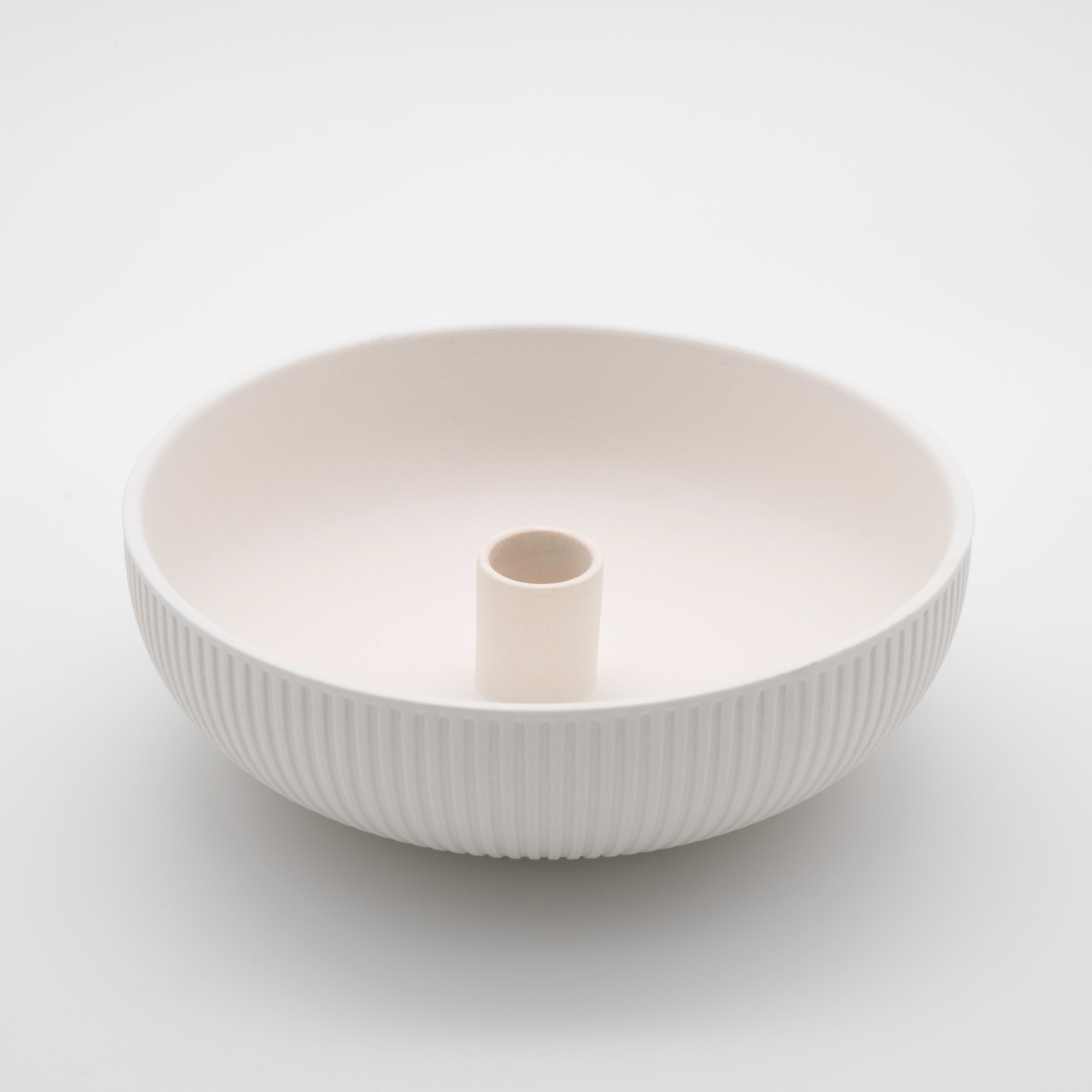 Keramik Kerzenhalter in Weiß - Ø 17cm