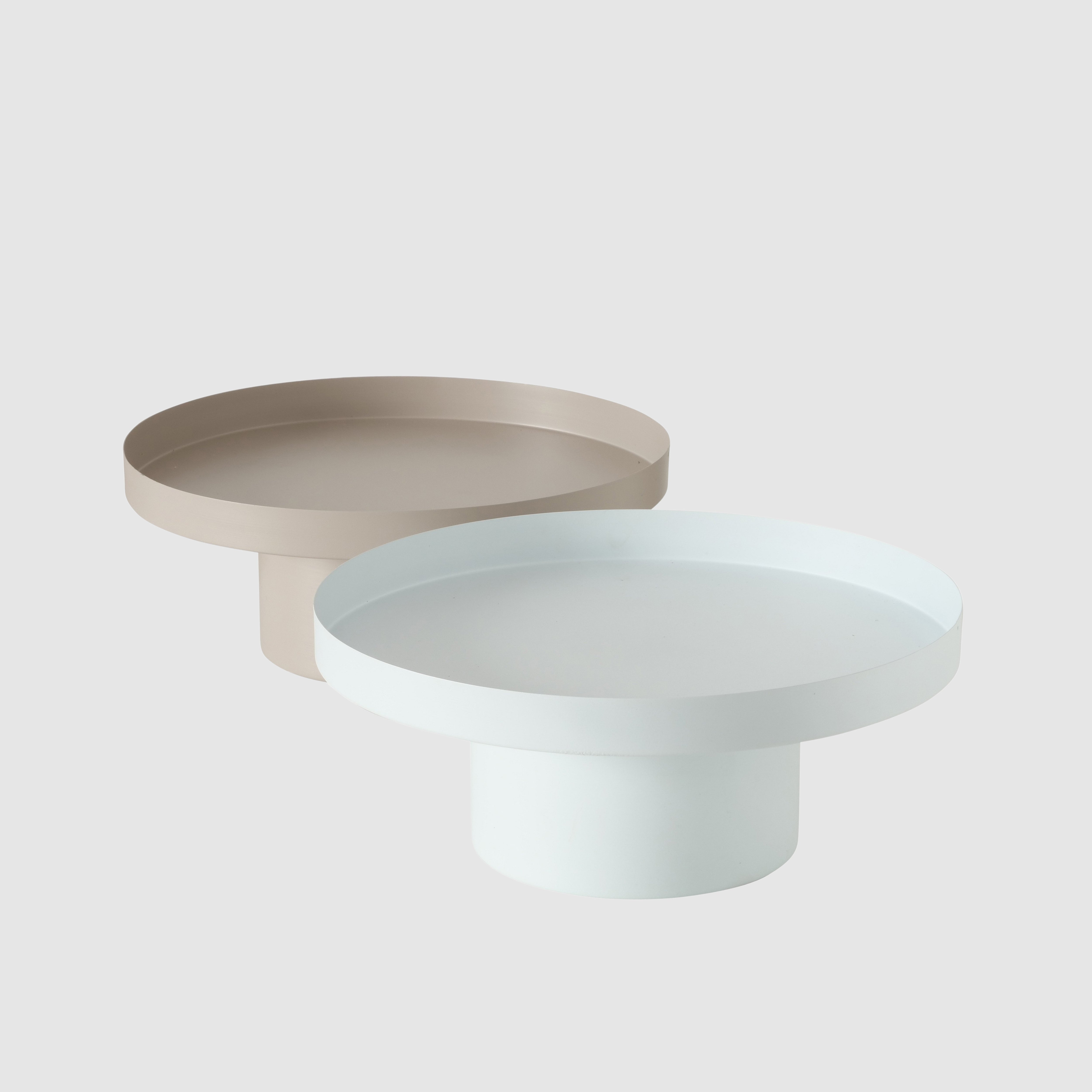 Samona Bundle - Erhöhtes Deko-Tablett in Weiß & Beige - Ø 25cm