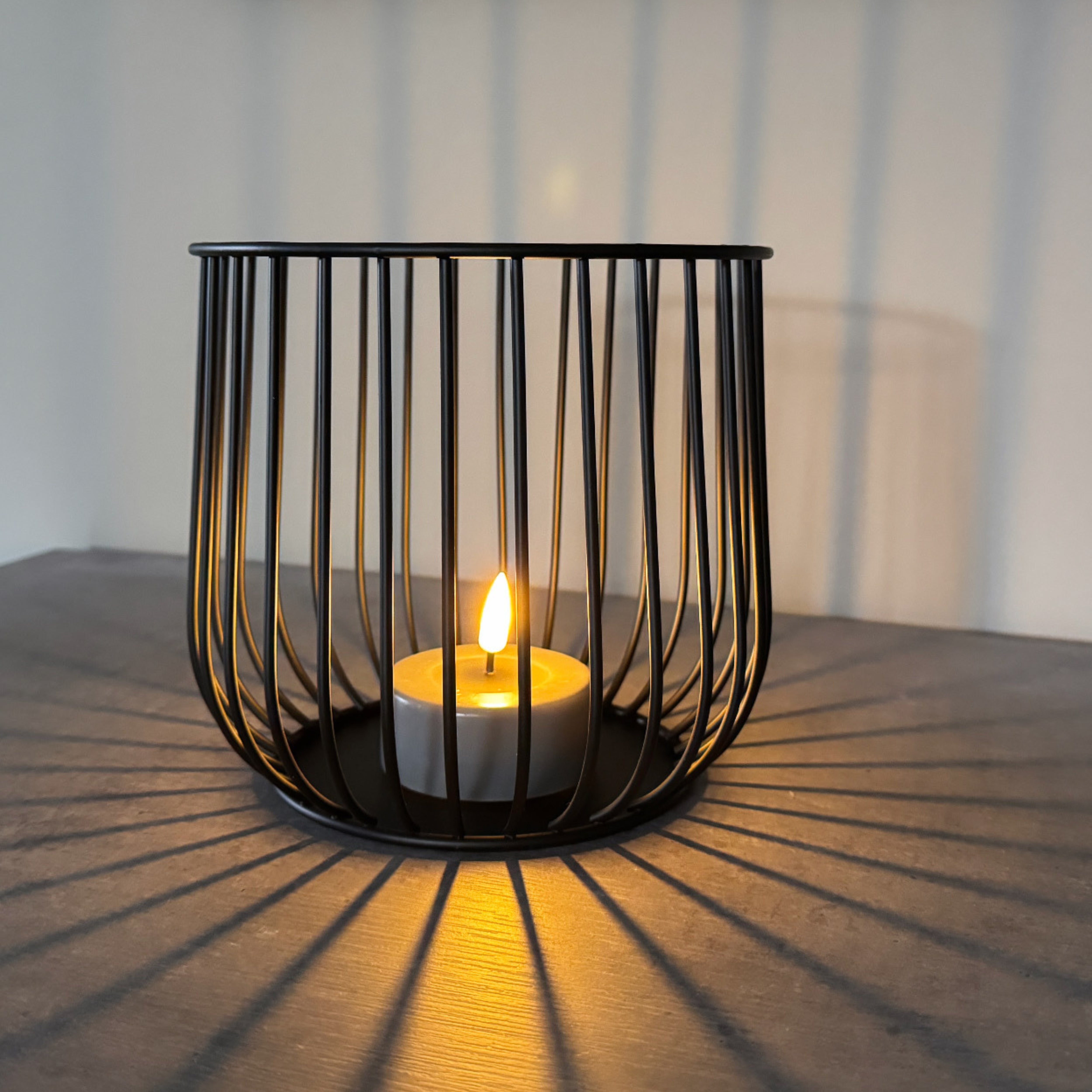 Windlicht Topolino in Schwarz - H 15,5cm