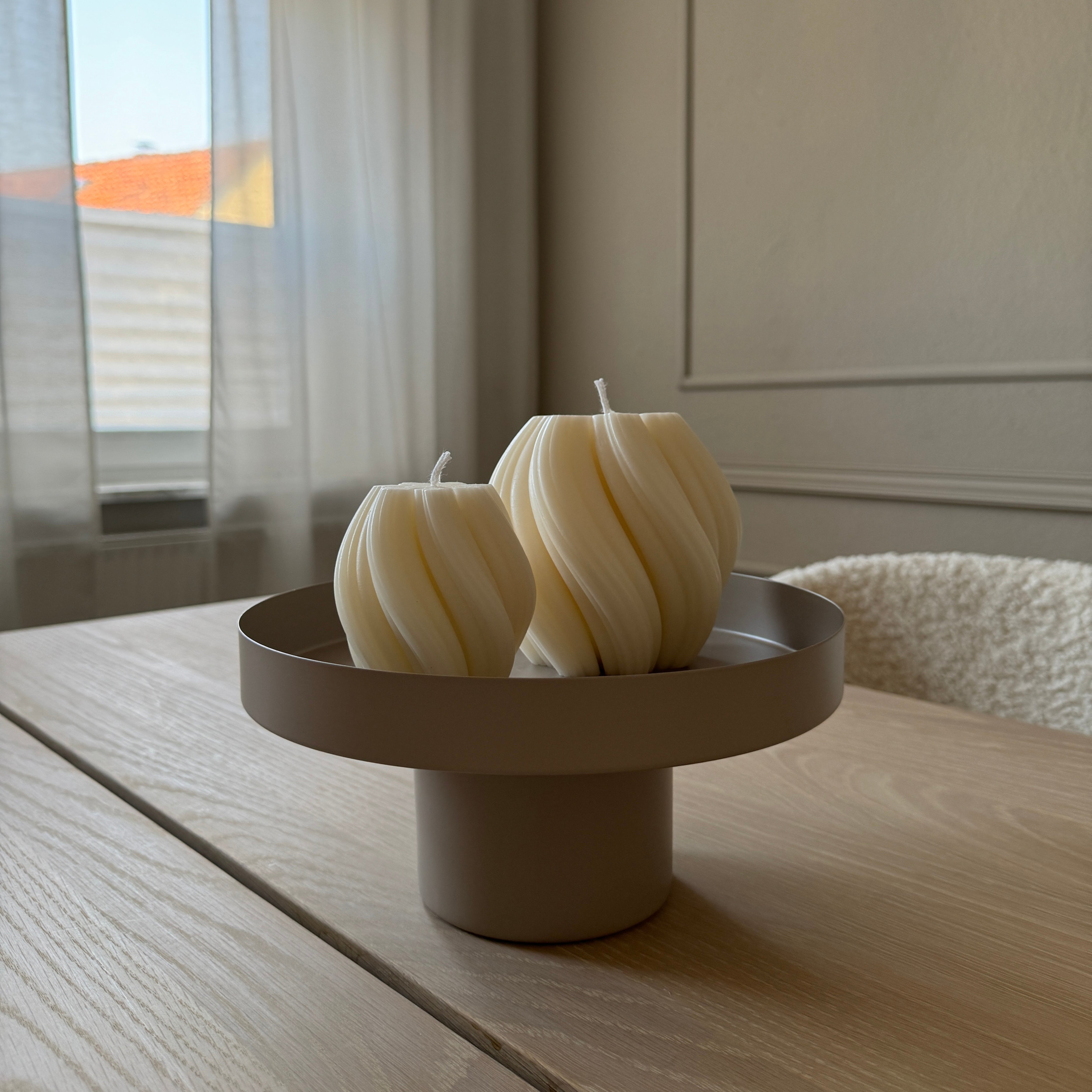 Erhöhtes Deko-Tablett Samona in Beige - Ø 25cm