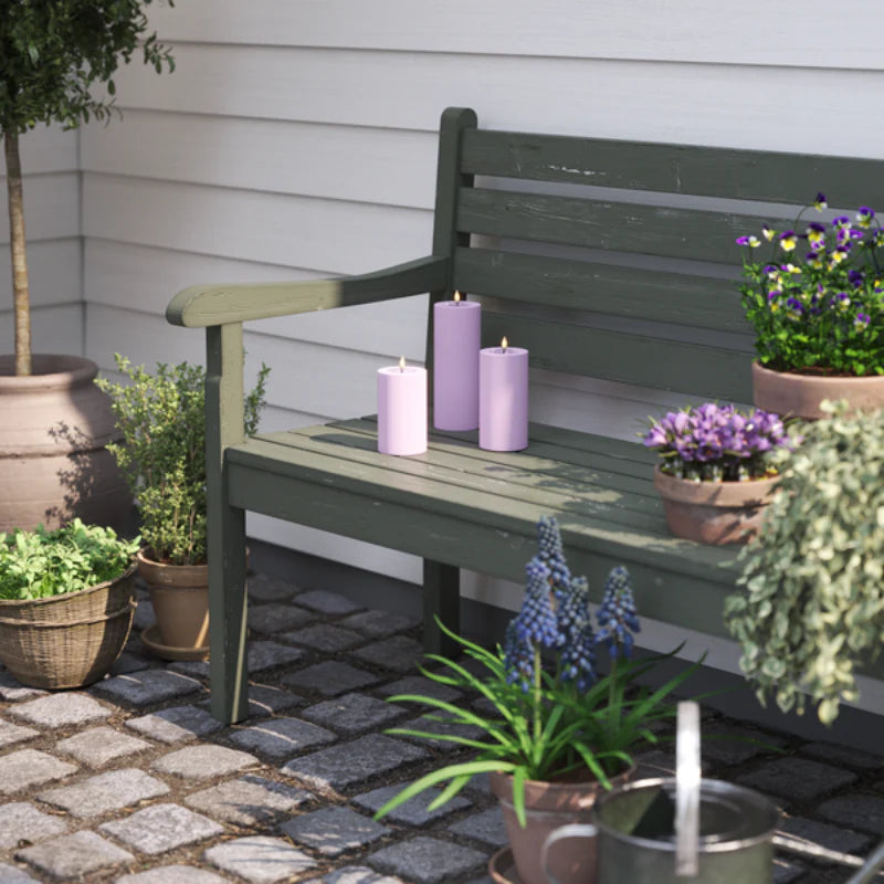 LED Outdoor Kerze mit 3D-Flamme in Lavendel - H 10cm