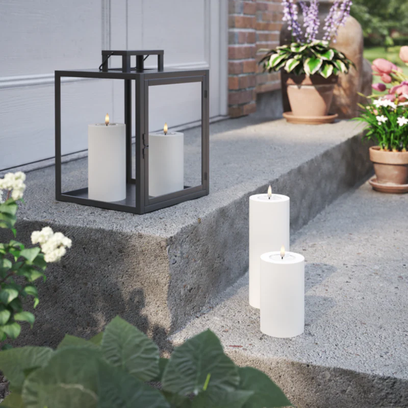 LED Outdoor Kerze mit 3D-Flamme in Weiß - H 12,5cm