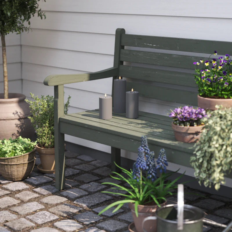 LED Outdoor Kerze mit 3D-Flamme in Grau - H 10cm